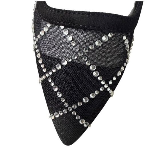 Anne Klein Womens Black Iheart Mesh Slingback Kitten Heels Sz 7.5 New - Picture 4 of 10